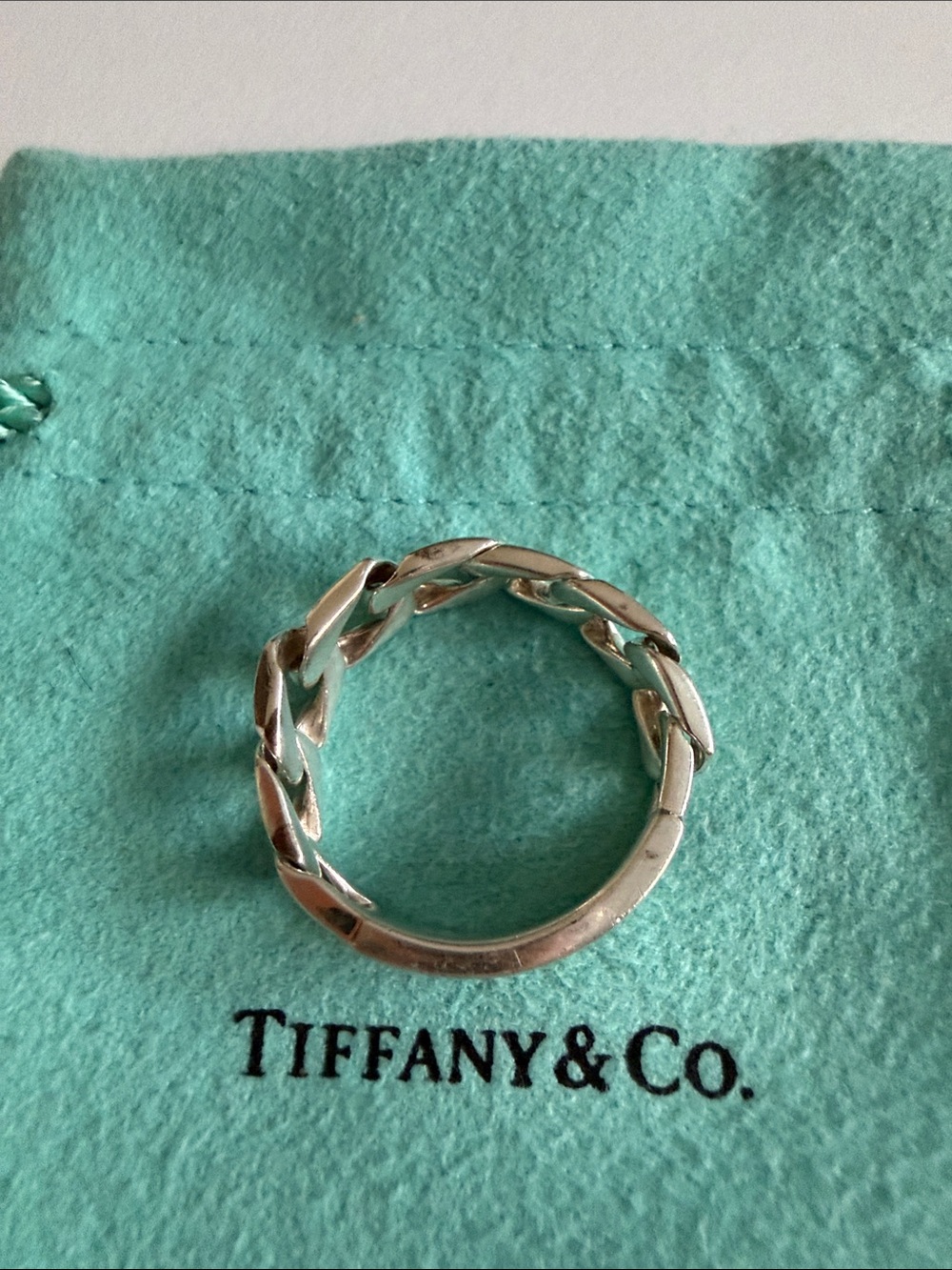 Tiffany &Co ID Link Band sterling silver and pouch